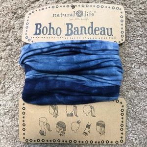 Blue Tie Dye Boho Bandeau Headband